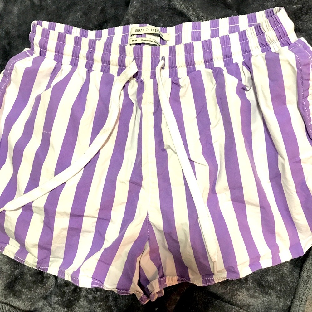 Urban Outfitters waterfront purple stripped electric waist shorts size medium